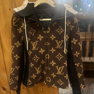 LOUIS VUITTON Shearling GIANT MONOGRAM *BOA* Jacket Full-Zip Fleece Hoodie 38